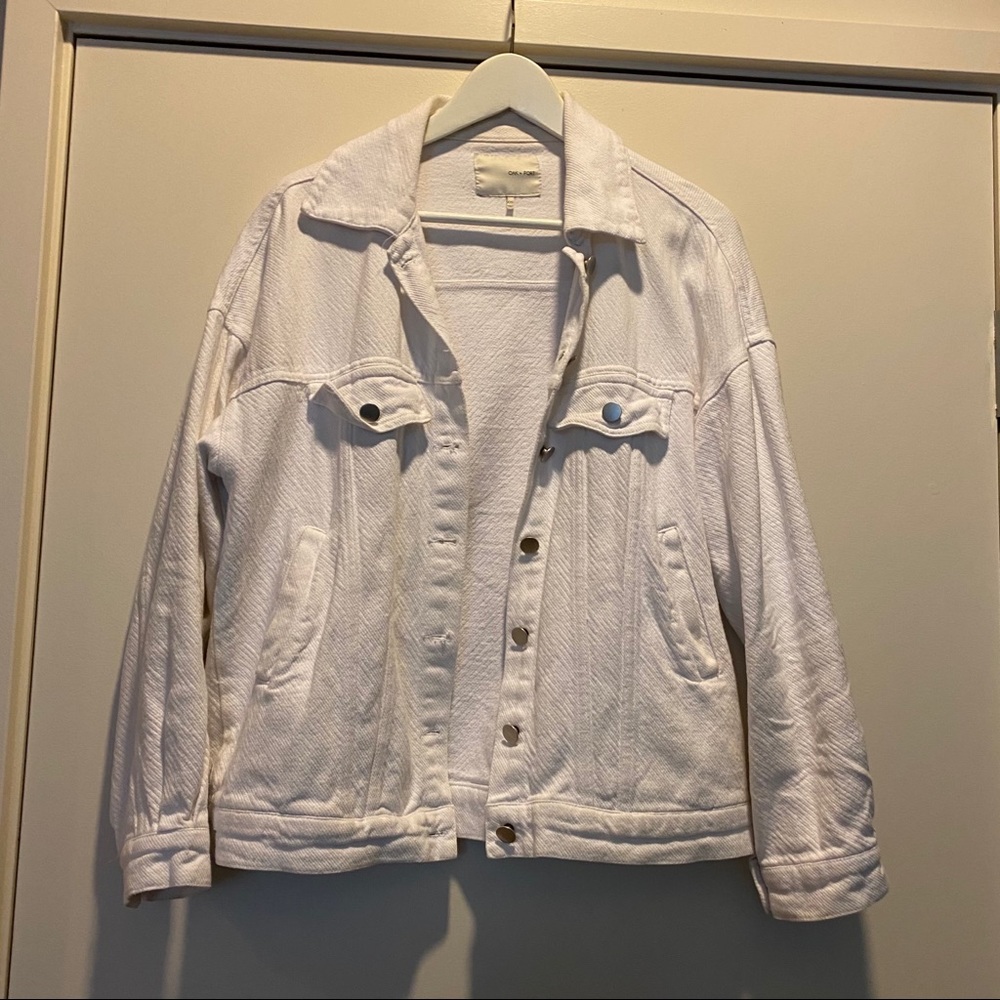 OAK + FORT baggy white denim jacket